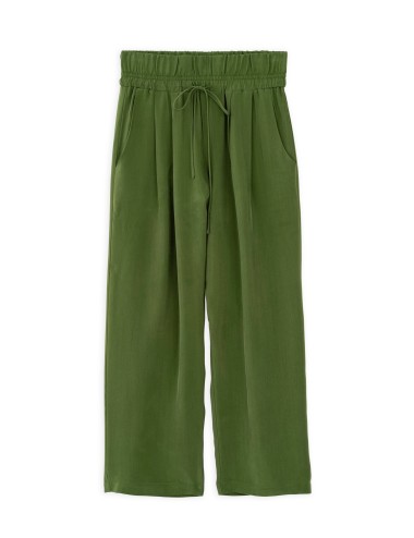 Cupro Pleated Pants Green -...