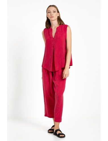 Cupro Pleated Pants Red -...